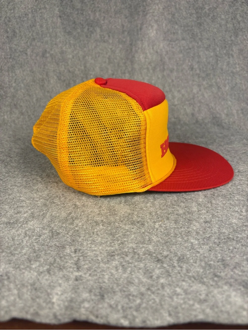 Vintage Honda Wing Motorcycle Trucker Hat Red Yellow Snapback